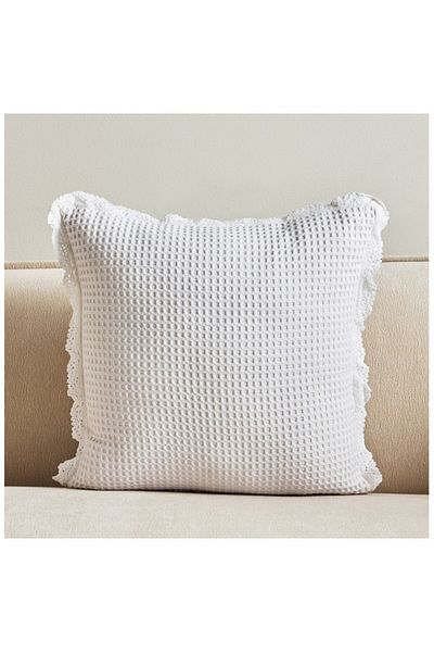 Home Box White Haven Velin Waffel Lace Filled Cushion 45x45 cm