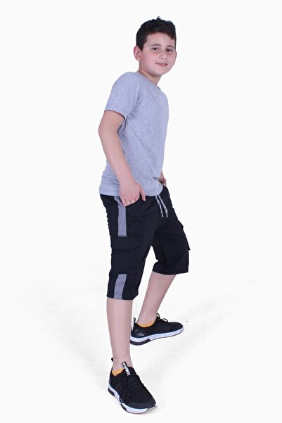 FYK KİDS Plain Model Boy's T-Shirt-Capri Top and Bottom Set