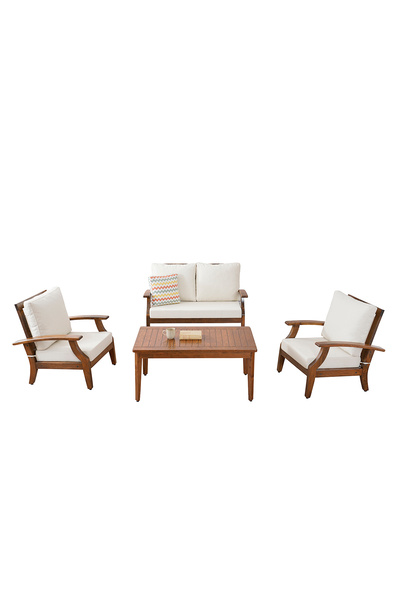 YASÜ Balkon Bahçe Takım Mobilya Oturma Grubu Masa Sandalye Berjer Kanepe Krem...