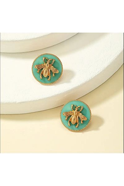 Purple Adv Green Bee Earrings - Purple Uk Design