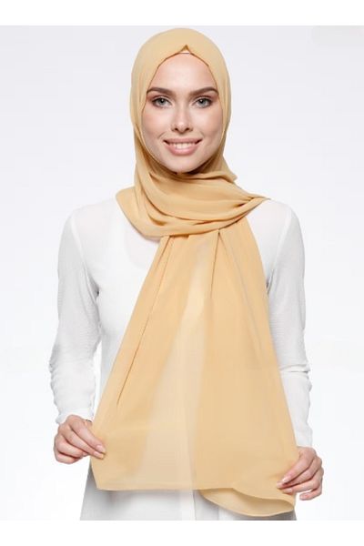Differenza Light Mustard Crepe Chiffon Shawl