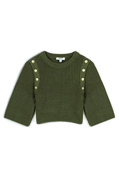 İpekyol Metal düğmeli crop triko