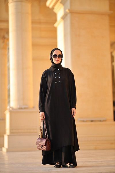 NS Moda Black Hijab Alya Set - Model-530