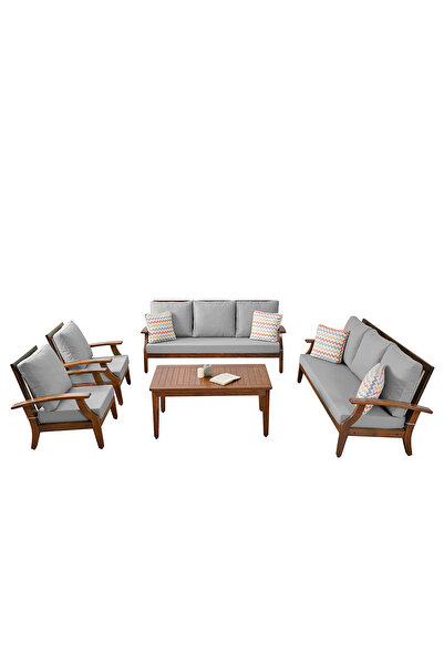 YASÜ Balkon Bahçe Takım Mobilyası Oturma Grubu Sandalye Berjer Kanepe Gri Min...