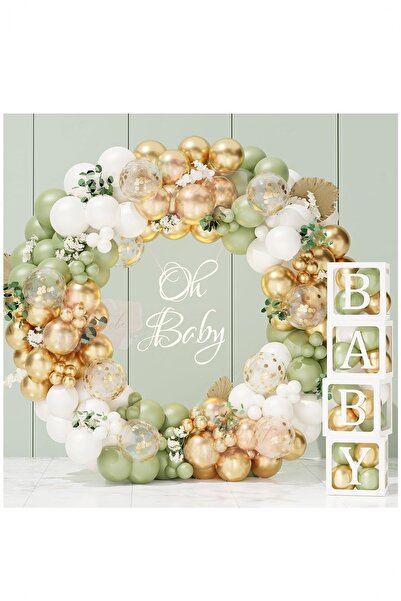 Partile Baby Şeffaf Balon Kutusu Baby Yazılı Doğum Günü Setleri Parti Eğlence...