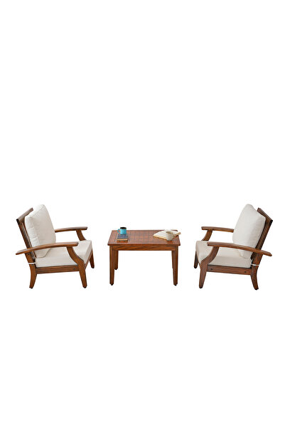 YASÜ Balkon Bahçe Takım Mobilya Oturma Grubu Masa Sandalye Berjer Kanepe Krem...