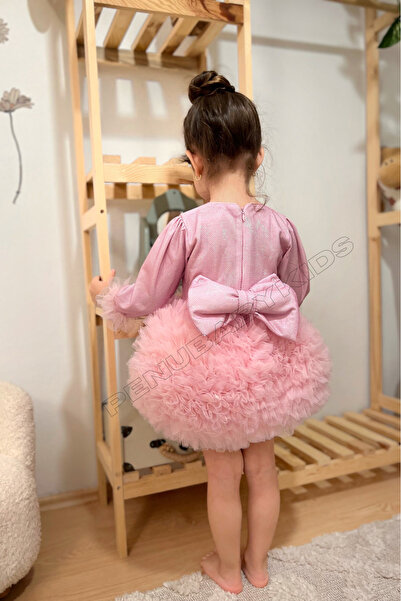 penu baby kids Pembe Tütülü Uzun Kol Kız Bebek Elbise - Princess