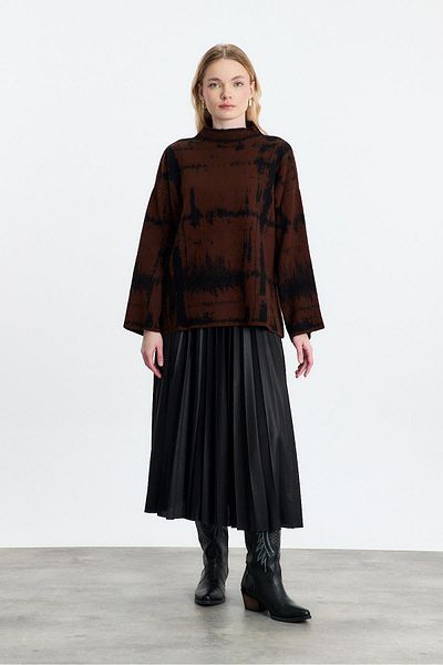 Rays 24378 Pulover cu jumătate de gât maro-negru