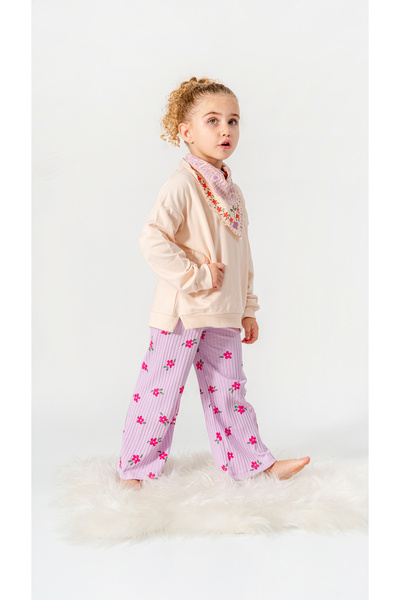 NORAMİNİMA Çiçek Desenli Kız Çocuk Takımı