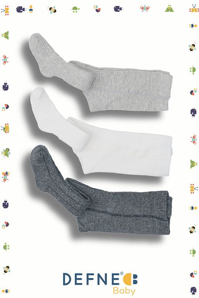 Defne Baby 3 Pieces Jacquard Patterned Girls' Pantyhose