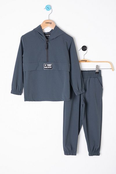 Cansın Mini Boy's Gray Parachute Hoodie Set - 20156
