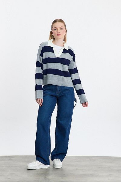 Rays 24379 Smoked Polo Neck Striped Sweater