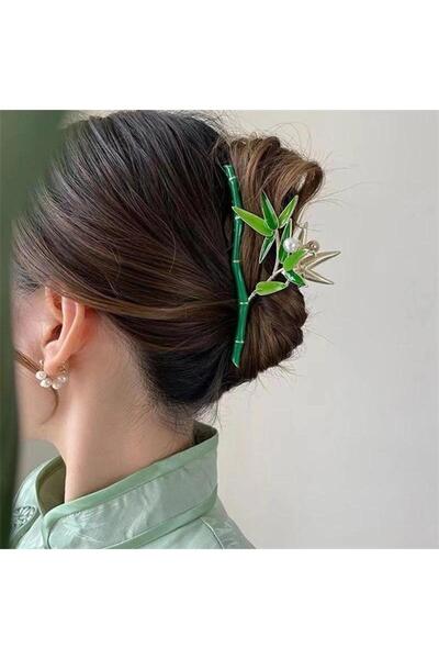 Pelin Aksesuar Yeşil Bambu Mandal Toka