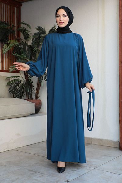 KADEEM Oversize Dress with Elastic Sleeves-Medina silk
