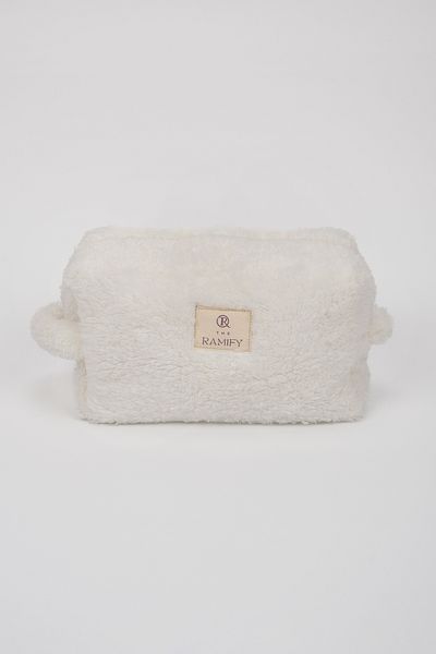 the ramify Plush Furry Large Size Quilted Makeup Bag