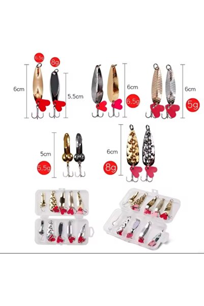 Bozok balıkçılık balıkçı kaşıkları, kaşık takım (10 adet. 5 ve 8 gram arası d...