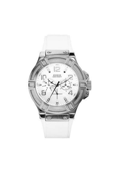 Guess W0247G1,Men's Rigor Multifunction,White Silicone Strap,Casual Sport,Screw Crown,100m WR