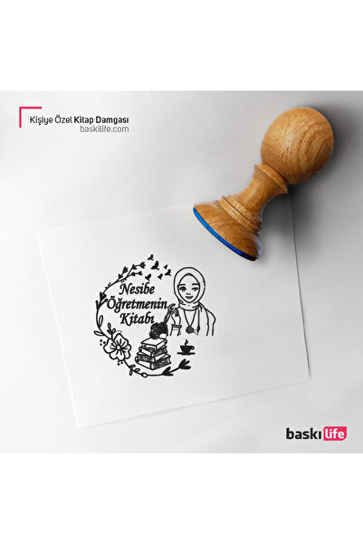 Baskı Life Öğretmen Damga Kişiye Özel Kitap Damgası Kitap Mührü Kaşe Kitap Mühür Özel Damga