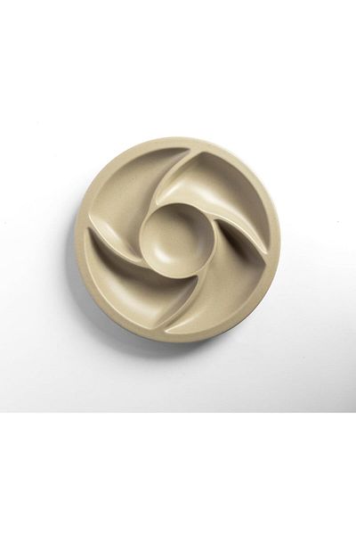 mastergold 4 Pieces Divided Melamine Round Plates ( 24cm ) for Serving Nuts, Desserts, Sauces and Snacks