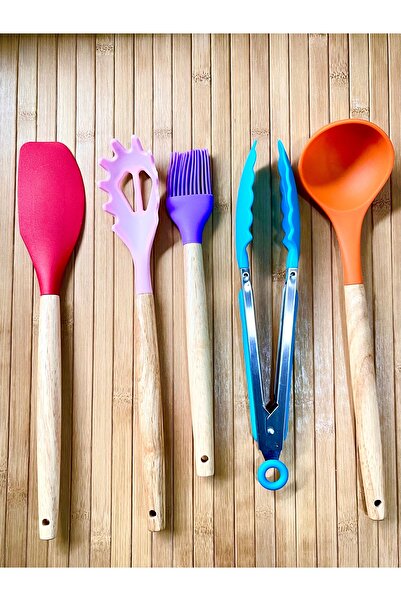 MİMOZA PARK Kitchen Serving Set of 11 with Silicone Bamboo Handle