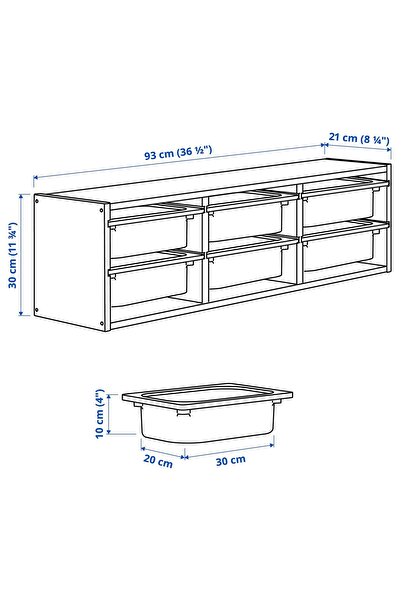 IKEA çocuk duvar rafı, çam-gri, 93x21x30 cm