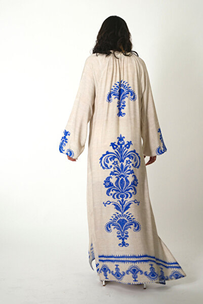 ABBRA Women's 100% Viscose Summer Dress with Tassel Neckline Slit