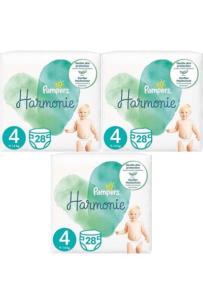 Prima Pampers Harmonie 4 Baby Diapers Size - 9-14kg Maxi 84 Pieces Monthly Ultra Opportunity Pk