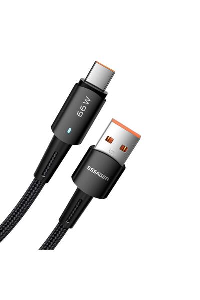 essager Premıum Örgü Kopmaz Kablo 2metre 6a 66w Usb To Type-c Şarj Kablosu Da...