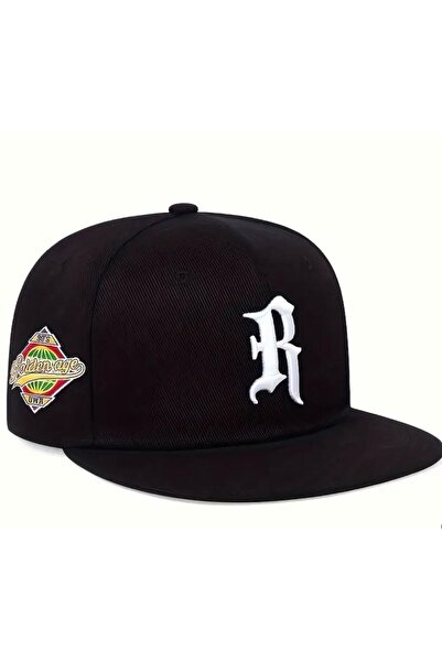 HatClub Exclusive R Harfli Gotik Nakışlı Siyah Renk Arkasından Ayarlanabilir ...