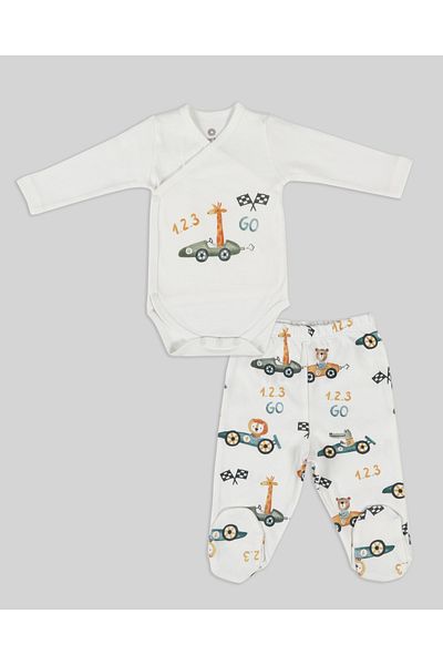 Luggi Baby Racing Car Patterned Zibin Suit