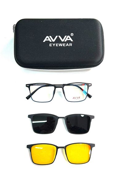 Avva Men's Sunglasses with 2122 C6 Polarized & Antifar Clips