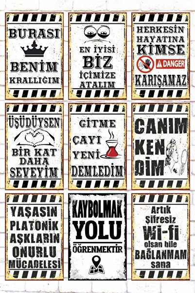 Hayat Poster 9 Piece Mixed Written Wooden Painting Set Funny Saying Wall Lett...