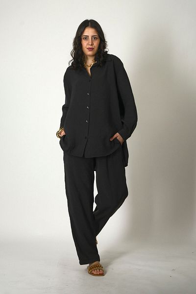 ABBRA Women's Elastic Waist Solid 100% Modal Summer Shirt Set