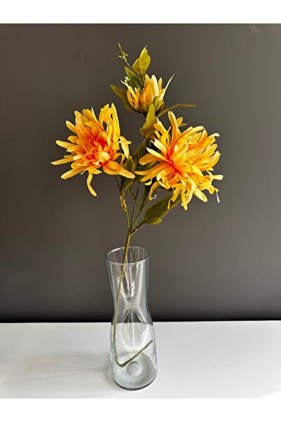 Luvienn Yapay Lüks 3 Kafalı İri Kasımpatı Çiçeği-Kaliteli  Vazo Yapay Çiçeği