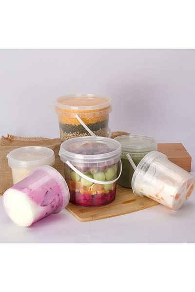 mastergold (2 Pack) Clear Plastic Food Container ( 5L ) with Lid Freezer Microwave Safe Food Grade Reusable