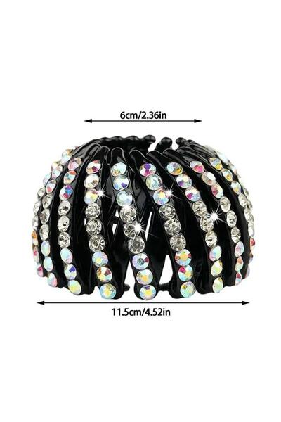 Pelin Aksesuar White Crystal Scalloped Detachable Bun Buckle