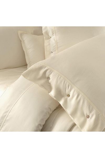 Sarev Cream Colored Monochrome 100% Cotton Satin Pillow Case