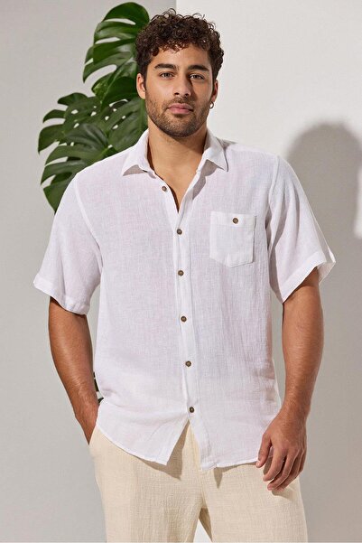 White By Nature Short Sleeve Linen Shirt
