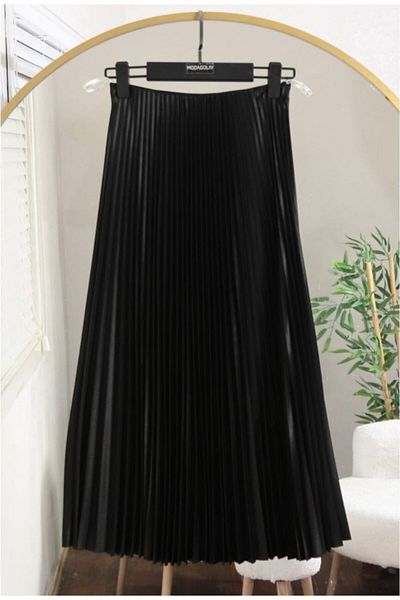 Etiket moda Moka Brown Pleated Skirt - S/M Length