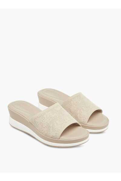 Le Confort Mesh Textured Slip-On Sandals with Wedge Heels