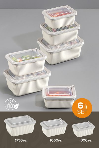 Vienev Beige 6-Piece Vip Set: 3D Container Suitable for Microwave & Diffuse