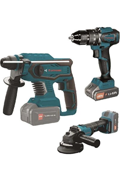 Cat Power Catpower 4130 Akülü Vidalama Kırıcı Taşlama 3 Makina 3 Akülü