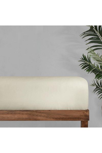 Sarev Monochrome 100% Cotton Satin Flat Sheet Double Cream