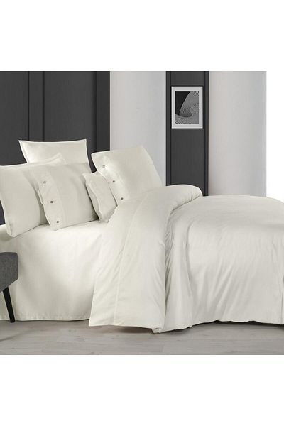 Sarev Monochrome 100% Cotton Satin Plain Bed Sheet Double Off White