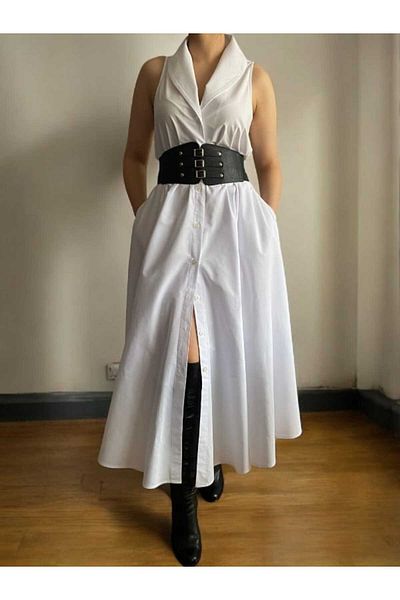 FK PYNAPPEL Belt Poplin Midi Length Shirt Dress