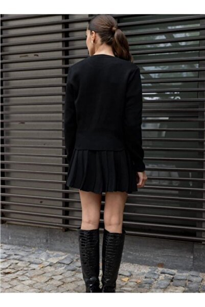 DEMİRBEY TEKSTİL Set de fuste cardigan plisate cu nasturi aurii