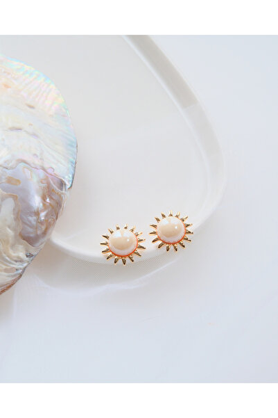 AURRARİ Gold Sedef Taşlı Güneş Küpe