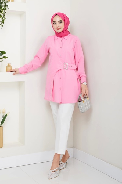 Nevayla Moda Powder Colored Buckle Design Shirt - Ü0101