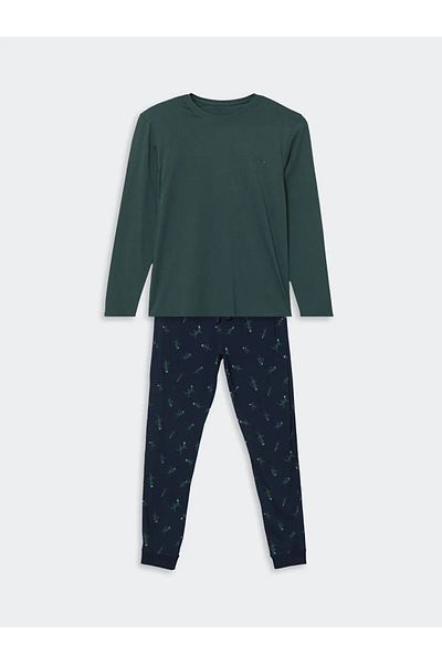 LC Waikiki Σετ ανδρικών πιτζάμες Green Standard Mold