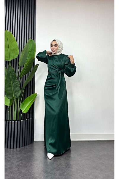 moda zeynaa YANDAN BAĞLAMA DETAYLI SATEN ABİYE